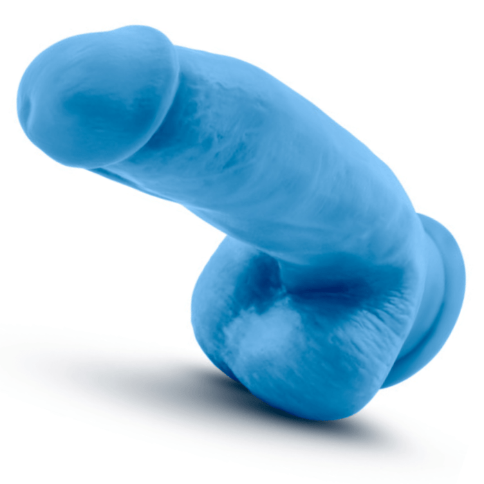 Blush Novelties Dildo Neo Elite 7 Inch Dual Density Silicone Dildo with Balls by Blush - Neon Blue