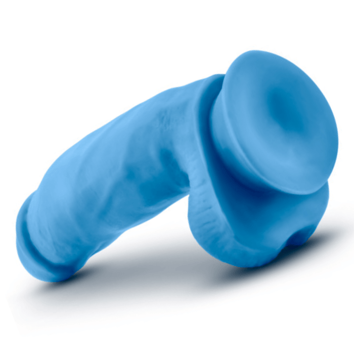 Blush Novelties Dildo Neo Elite 7 Inch Dual Density Silicone Dildo with Balls by Blush - Neon Blue