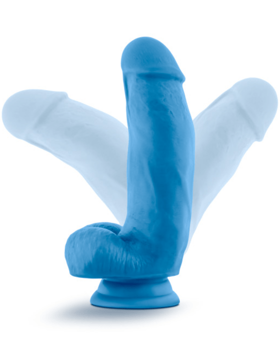 Blush Novelties Dildo Neo Elite 7 Inch Dual Density Silicone Dildo with Balls by Blush - Neon Blue