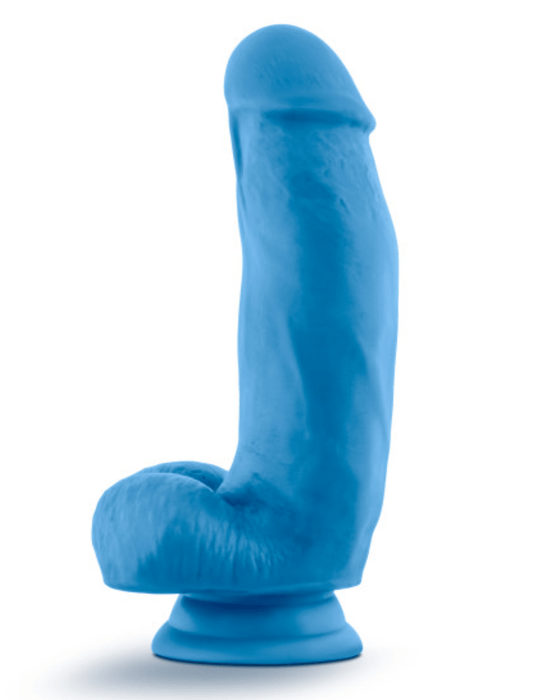 Blush Novelties Dildo Neo Elite 7 Inch Dual Density Silicone Dildo with Balls by Blush - Neon Blue