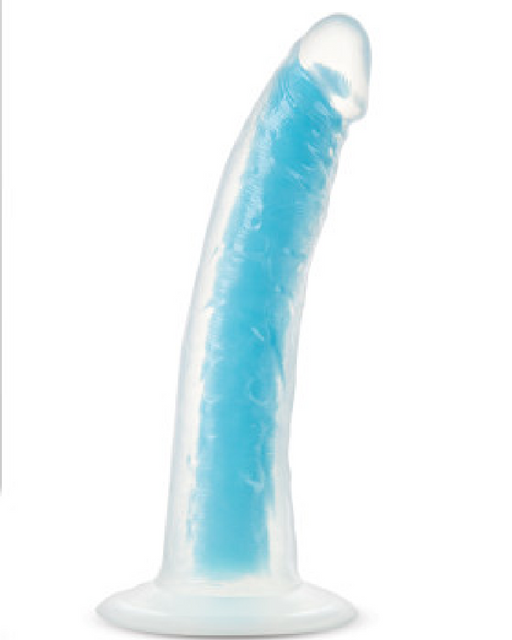 Blush Novelties Dildo Neo Elite Glow in the Dark 7.5 Inch Silicone Dildo - Blue