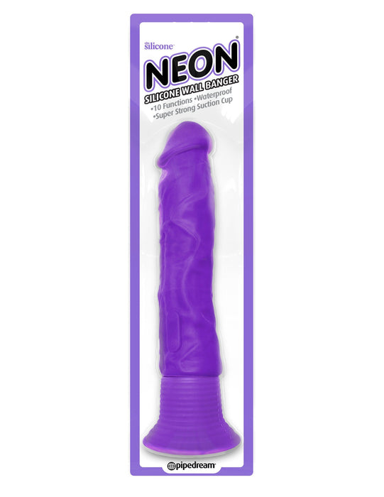 Pipedream Products Vibrator Neon Silicone Wall Banger 7 Inch Vibrating Dildo - Purple