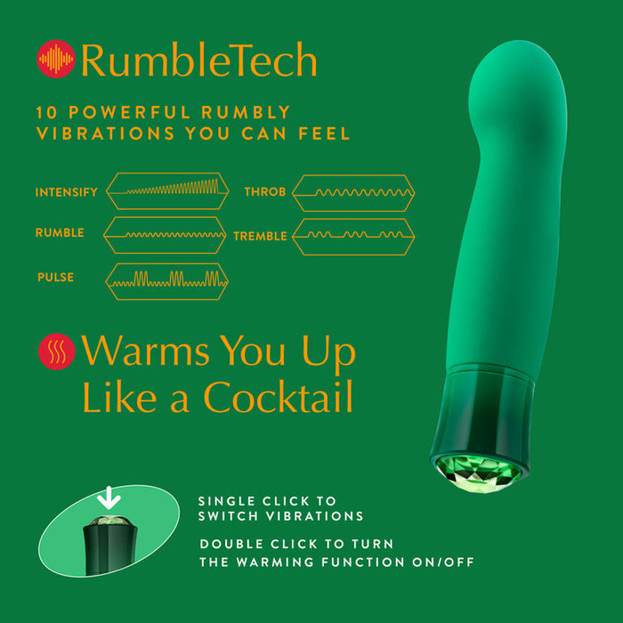 Oh My Gem Enchanting Warming G-Spot Explorer Vibrator - Emerald Green