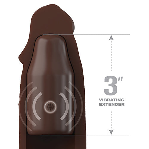 Fantasy 9 Inch Vibrating Silicone Penis Extension with Remote Control - Chocolate (Damaged Box)