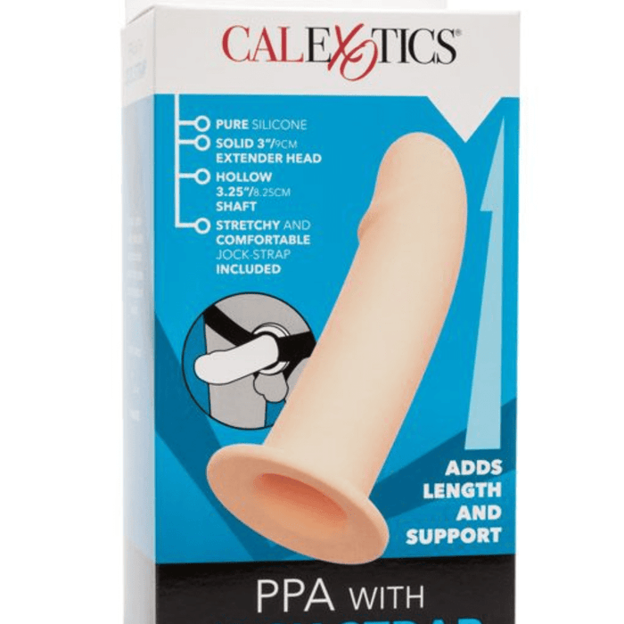 CalExotics Strap Ons PPA with Jock Strap Hollow Silicone Penis Extender - Vanilla