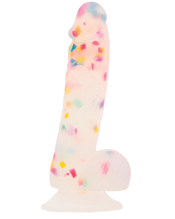 BMS Enterprises Dildo Addiction Party Marty 7.5 Inch Silicone Rainbow Confetti Dildo