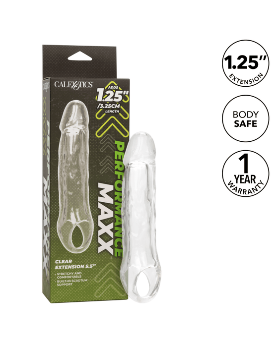 CalExotics Penis Extension Performance Maxx 5.5 Inch Clear Penis Extension with Ball Strap