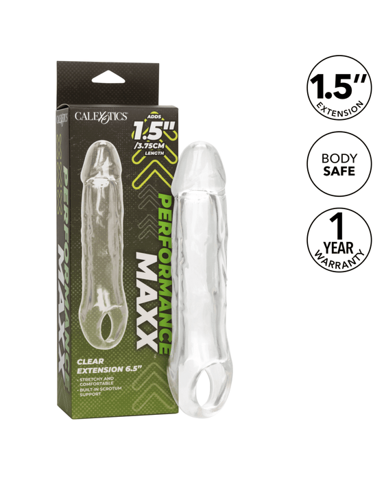 CalExotics Penis Extension Performance Maxx 6.5 Inch Clear Penis Extension with Ball Strap