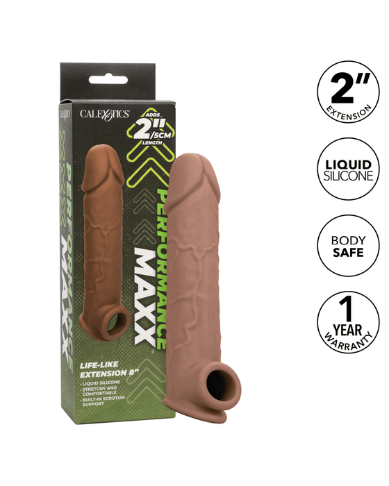 CalExotics Penis Extension Performance Maxx Life-Like 8 Inch Extension with Ball Strap - Chocolate