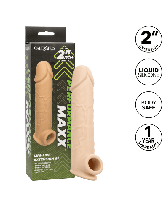 CalExotics Penis Extension Performance Maxx Life-Like 8 Inch Extension with Ball Strap - Vanilla