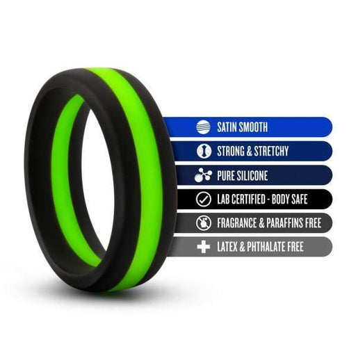 Blush Novelties Cock Ring Performance Silicone Silicone Go Pro Cock Ring - Black & Green