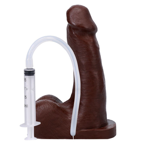 Pop N' Play Silicone Squirting Packer Dildo - Chocolate