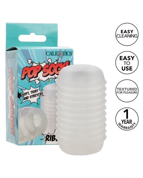 Pop Sock Ribbed Ultra Squishy Reversible Stroker - Clear