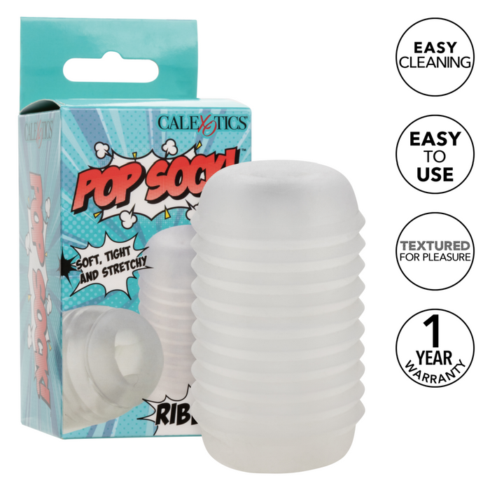 Pop Sock Ribbed Ultra Squishy Reversible Stroker - Clear