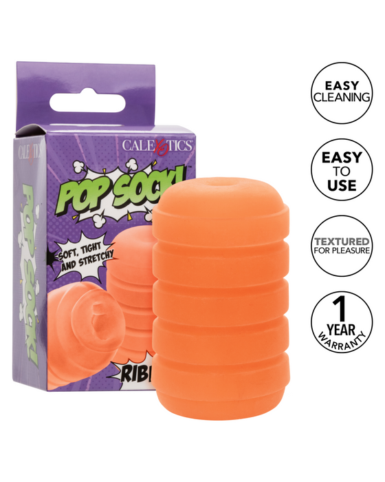 Pop Sock Ribbed Ultra Squishy Reversible Stroker - Orange