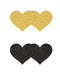 NS Novelties Pasties Pretty Pasties Black and Gold Glitter Hearts  - Set of 2