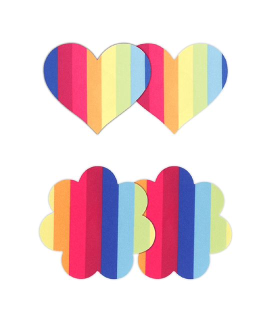 NS Novelties Pasties Pretty Pasties Rainbow Pride Hearts & Flowers - Set of 2