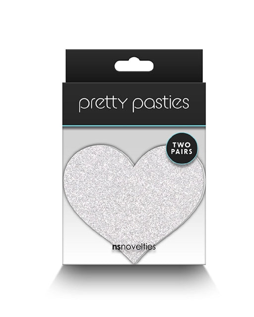 NS Novelties Pasties Pretty Pasties Silver and Red Glitter Hearts  - Set of 2