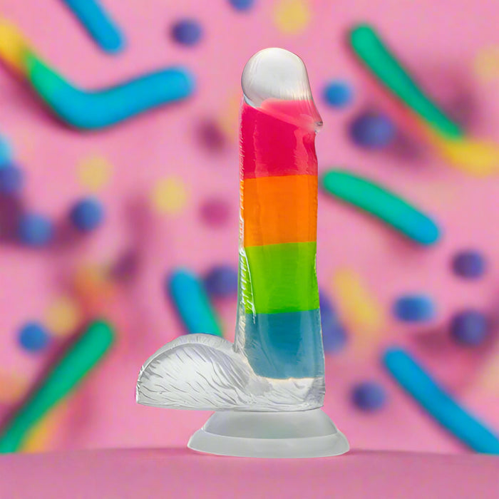 Rainbow Rave Glow in the Dark 6.5 Inch Silicone Dildo