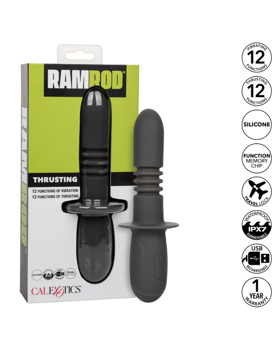 CalExotics Vibrator Ramrod Thrusting Vibrating Silicone Dildo with Handle