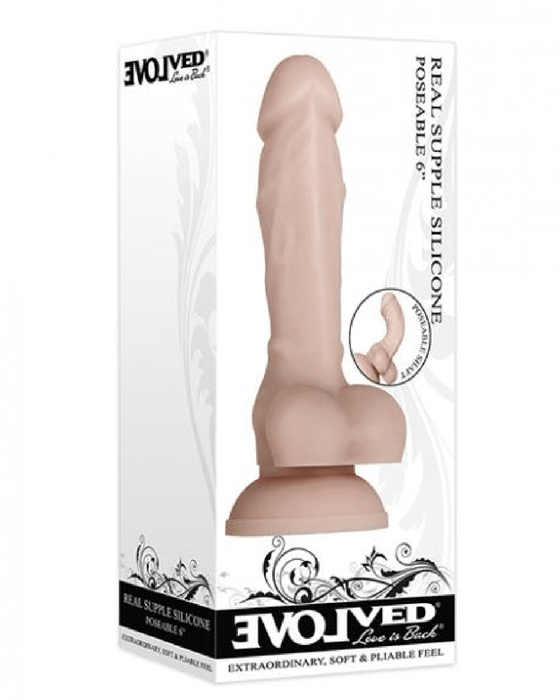 Evolved Novelties Dildo Real Supple Poseable 6 Inch Silicone Dildo - Vanilla