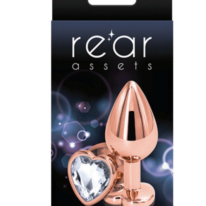 NS Novelties Butt Plug Rear Assets Rose Gold and Clear Gemstone Heart Anal Plug - Medium