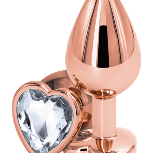 NS Novelties Butt Plug Rear Assets Rose Gold and Clear Gemstone Heart Anal Plug - Medium