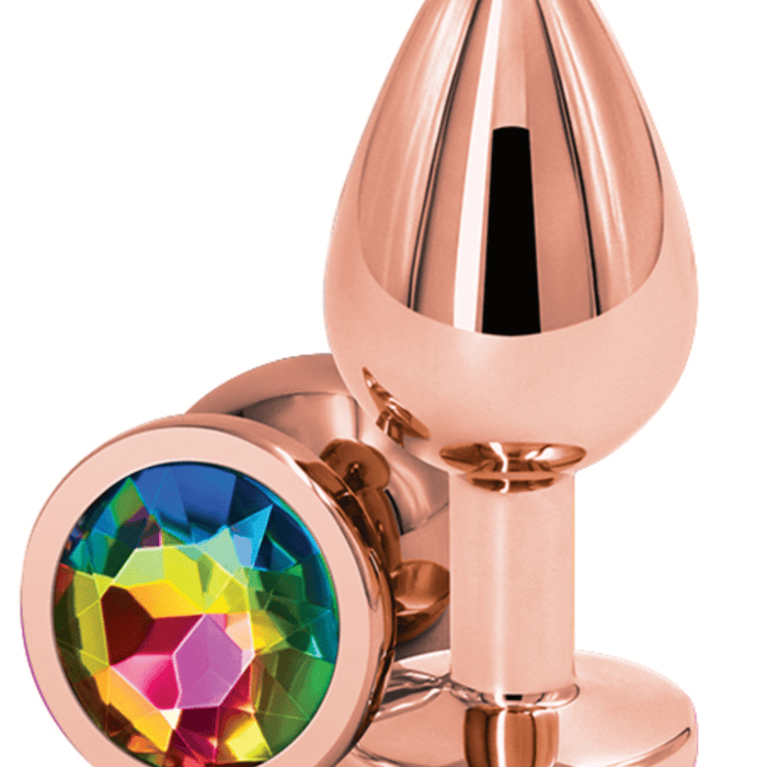 NS Novelties Butt Plug Rear Assets Rose Gold and Rainbow Gemstone Anal Plug - Small