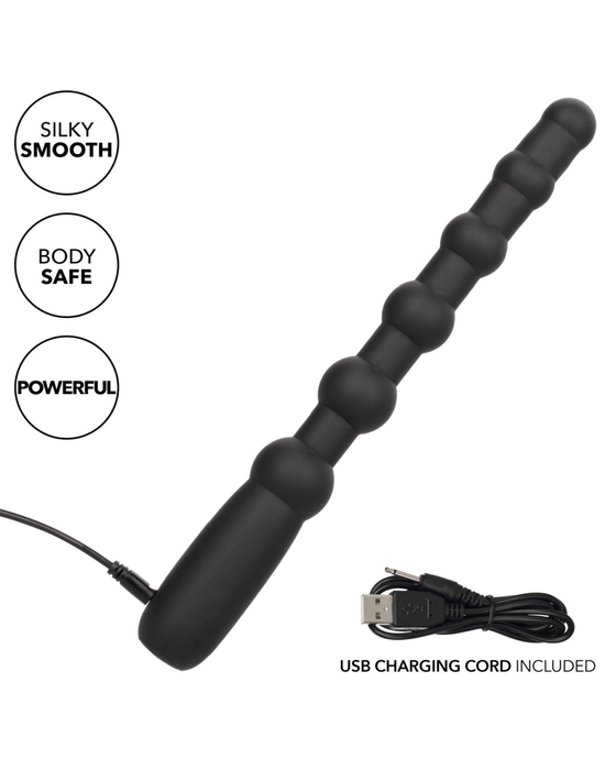 Calexotics Anal Toy Rechargeable X-10 Powerful Black Silicone Vibrating Anal Beads