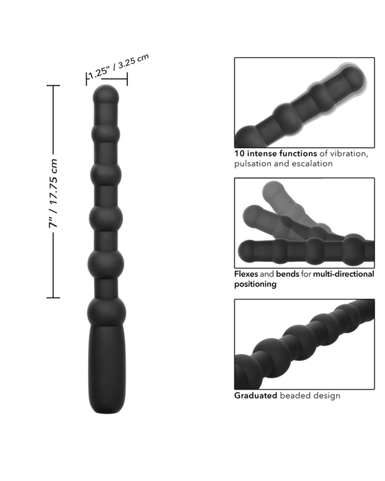 Calexotics Anal Toy Rechargeable X-10 Powerful Black Silicone Vibrating Anal Beads