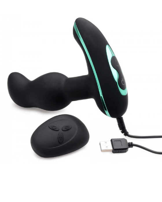 XR Brands Prostate Massager Rimsation Silicone Prostate Vibrator with Rotating Beads