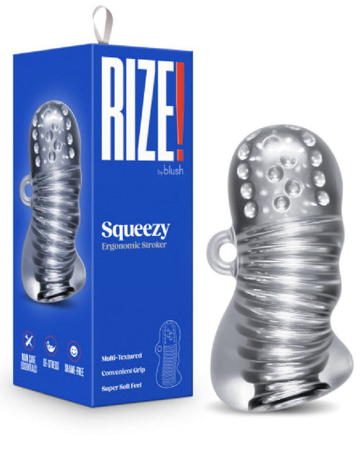 Blush Masturbator Rize Squeezy Clear Textured Compact Stroker