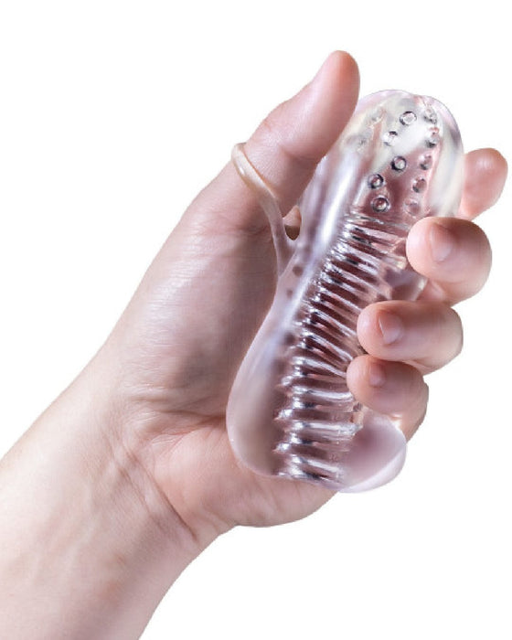 Blush Masturbator Rize Squeezy Clear Textured Compact Stroker