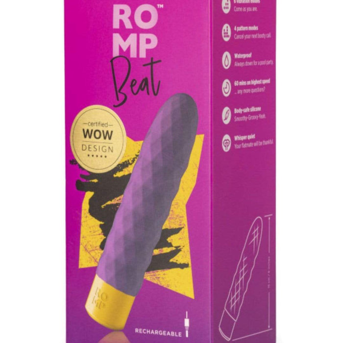 WOW Vibrator Romp Beat Rechargeable Silicone Bullet Vibrator - Purple