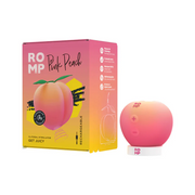 Romp Pink Peach Air Clitoris Stimulator, a compact, soft silicone pleasure air toy with a peach design.