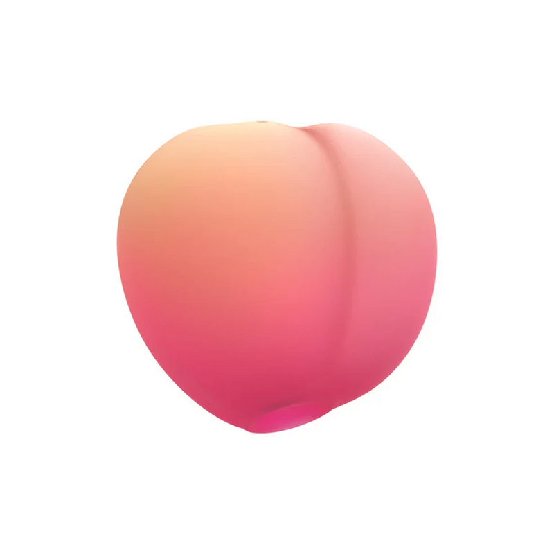Romp Peach Pleasure Air Clitoris Stimulator, a compact, soft silicone toy in a gradient peach color.
