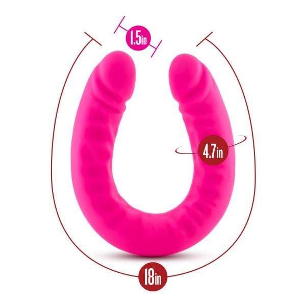 Blush Novelties Dildo Ruse 18 inch Silicone Slim Double Dildo - Hot Pink