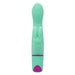 The Love Bunny Rockin’ G Triple Motor Rabbit Vibrator is a turquoise silicone toy with a bunny-shaped clitoral stimulator, triple motors, and purple controls at the base, shown upright on a white background.