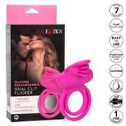 Silicone Dual Clit Flicker Vibrating Cock Ring for Couples