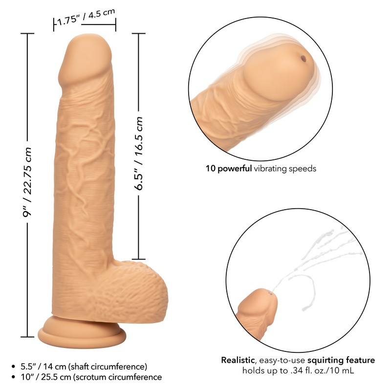 Fuck Stick Rechargeable Vibrating Squirting Dildo with Suction Cup -  Vanilla
