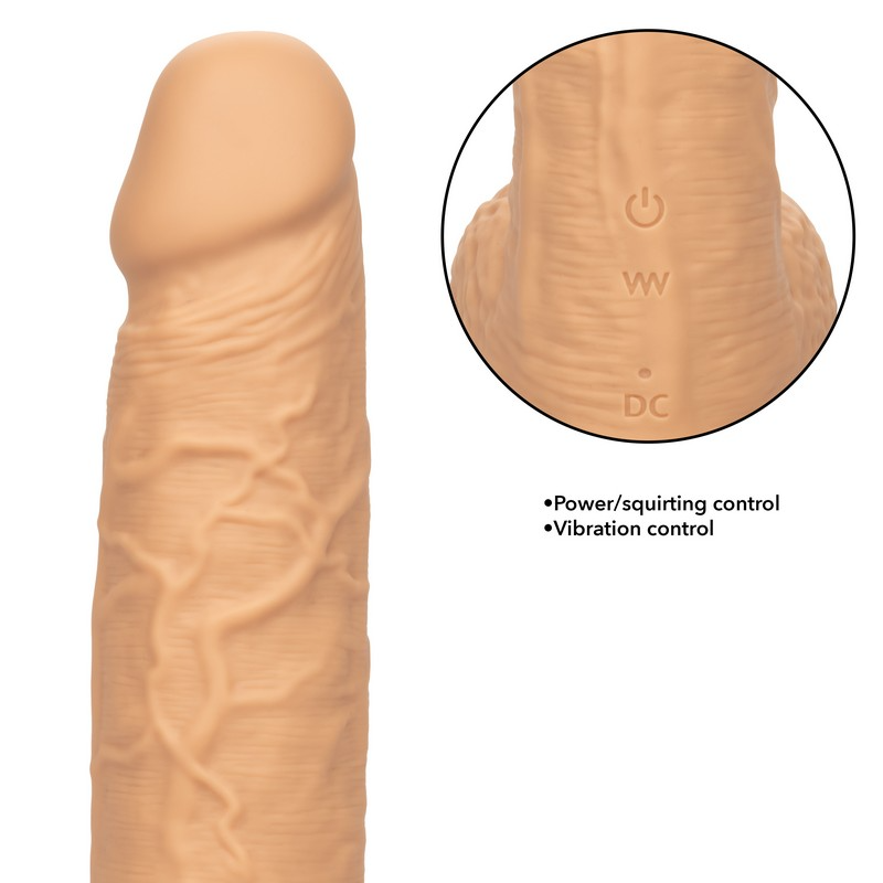 Fuck Stick Rechargeable Vibrating Squirting Dildo with Suction Cup -  Vanilla