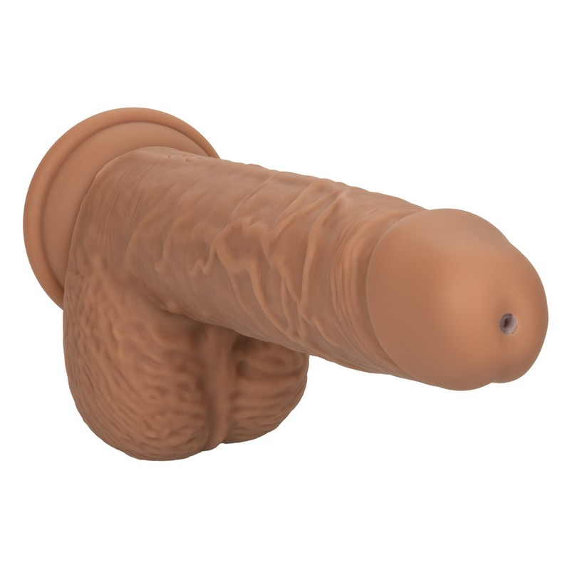 Fuck Stick Rechargeable Vibrating Squirting Dildo with Suction Cup - Mocha