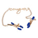 Cougar Nipple Clamps with Gold Chain and 'Cougar' Pendant