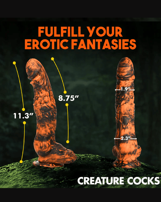 XR Brands Dildo Sabertooth 11 inch Tiger Fantasy Dildo with Suction Cup