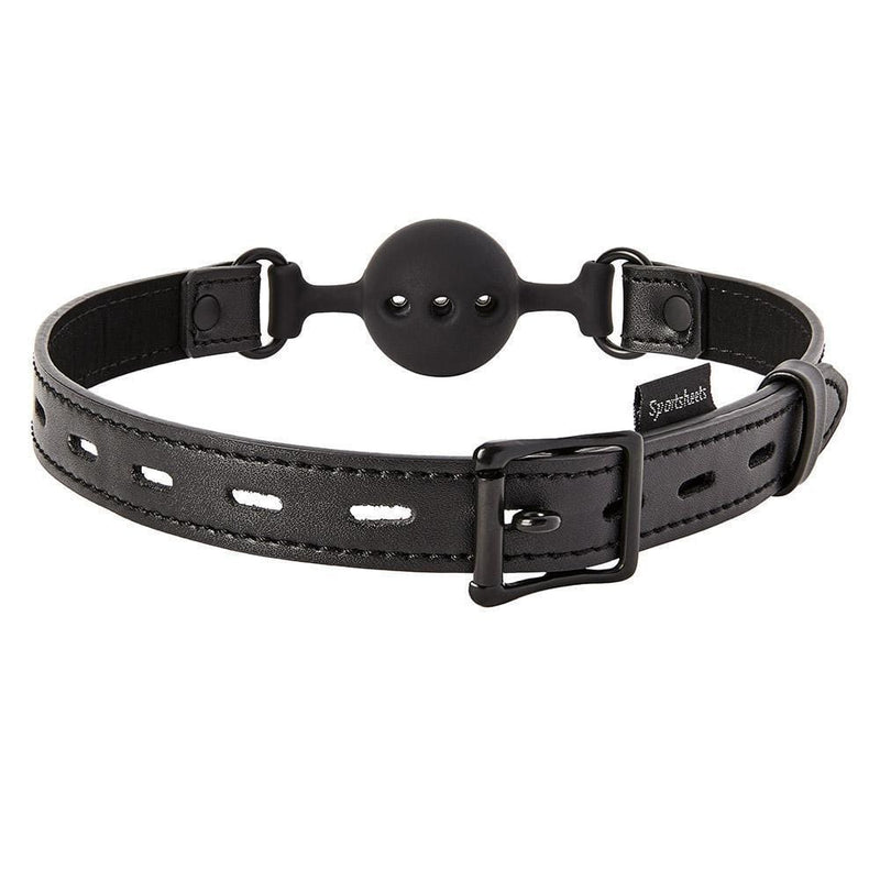 Saffron Black Vegan Leather Breathable Ball Gag