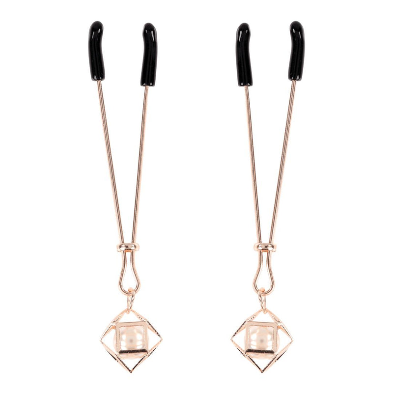 Sex And Mischief Brat Pearl Nipple Clips - Rose Gold