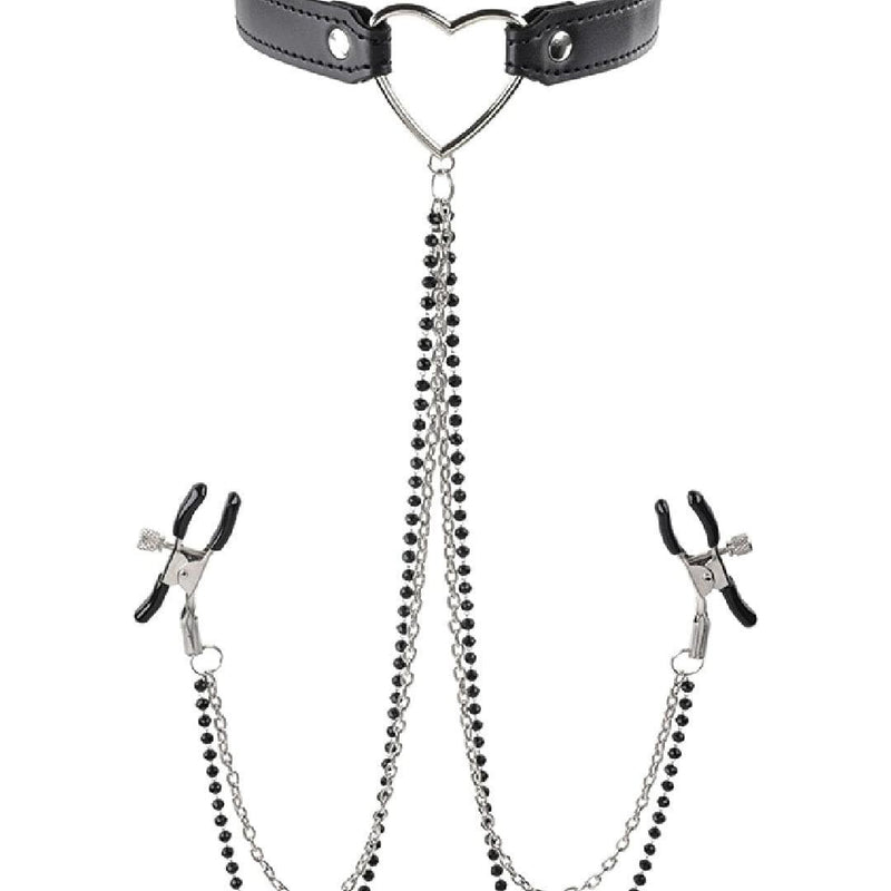 Sex & Mischief Amor Heart Collar and Nipple Jewelry