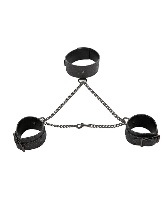 Sex & Mischief Shadow Adjustable Sparkle Collar & Cuffs - Black