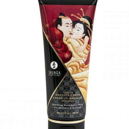 Shunga Massage Oil Strawberry wine Shunga Kissable Massage Cream - Various Flavors 200 ml (7 oz.)