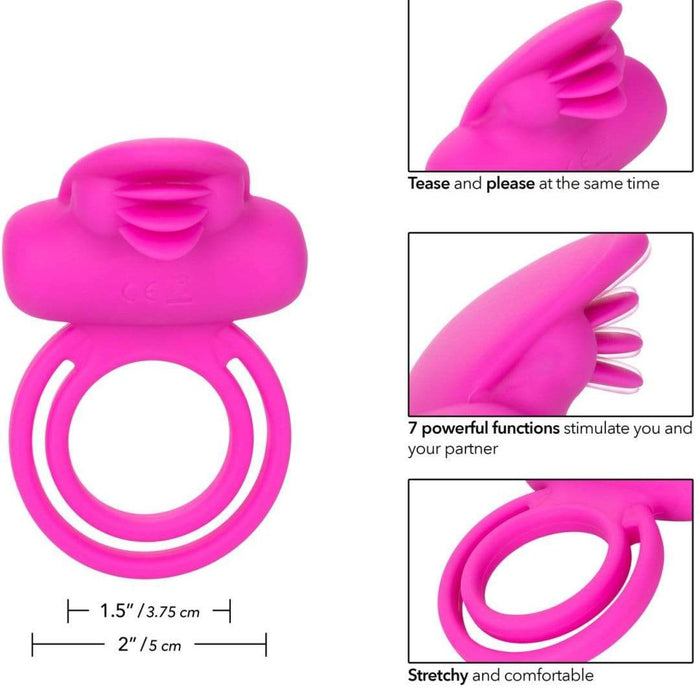 CalExotics Cock Ring Silicone Dual Clit Flicker Cock Ring